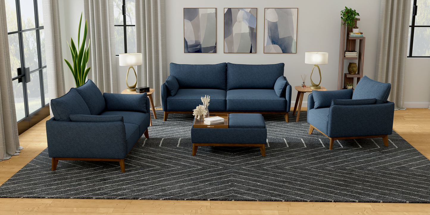 Aria living room collection in navy fabric