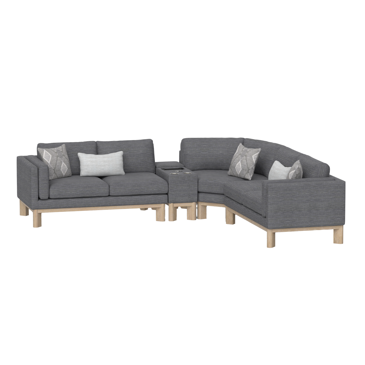 Maeve dark gray sectional with console