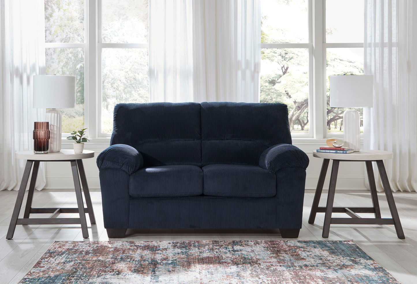 SimpleJoy Corduroy Loveseat - Navy