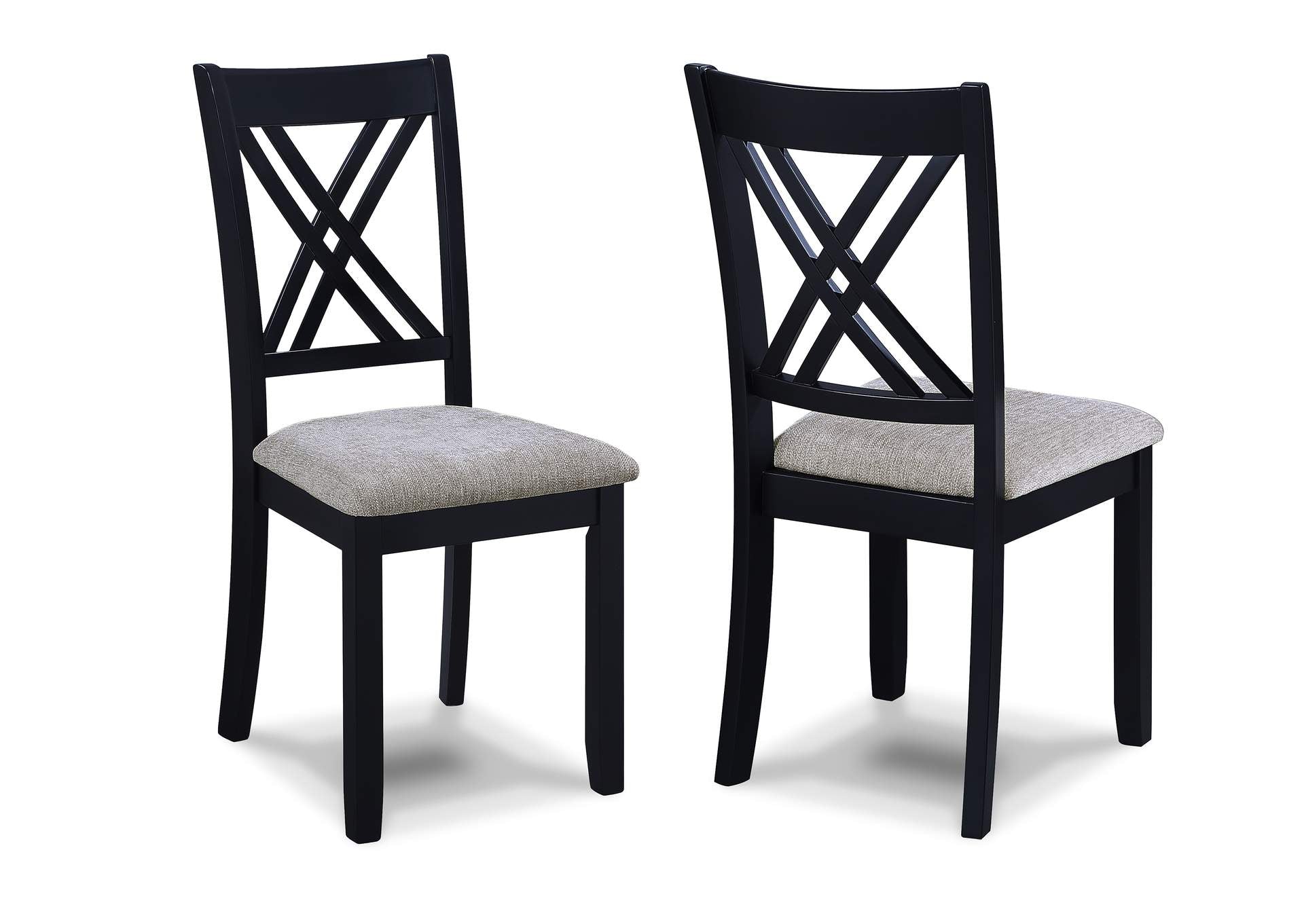 Cross-back dining chair from the Eloise Collection shown in two-tone finish with cushioned faux leather seat for comfort and visual contrast