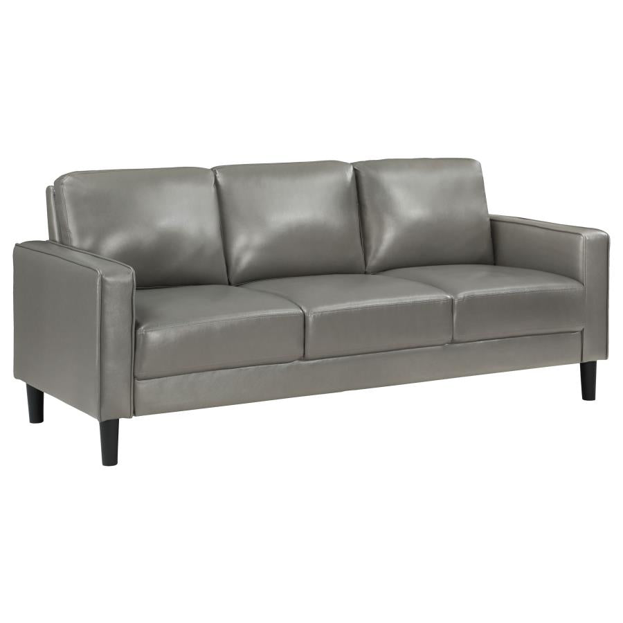 Ruth Faux Leather Sofa - Gray