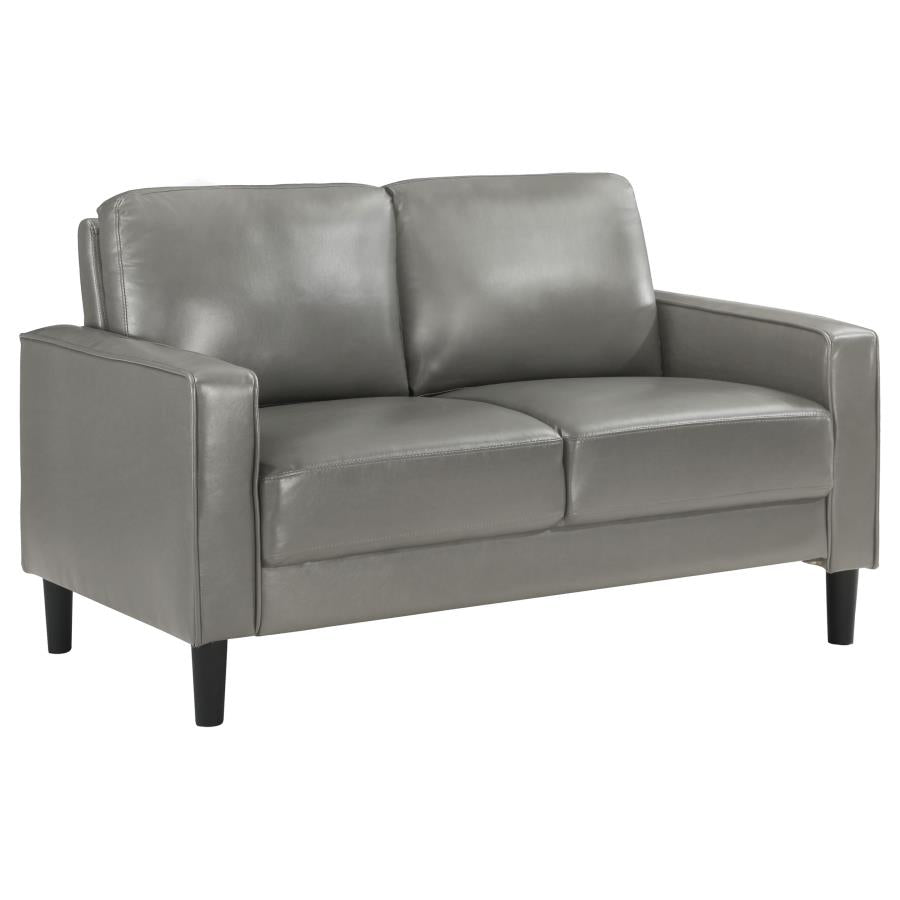 Ruth Faux Leather Loveseat - Gray