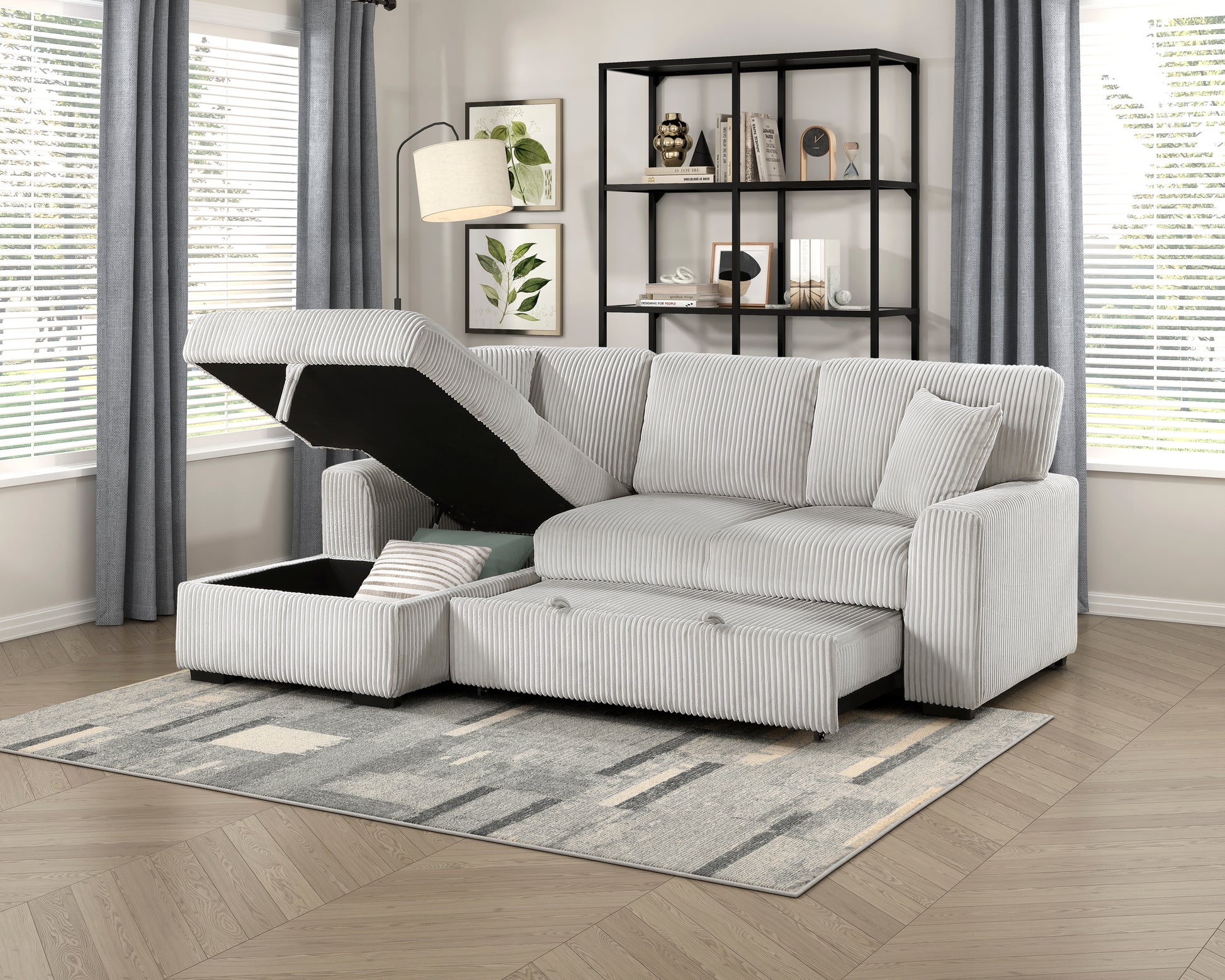 Marsh Collection sectional sofa arranged in a contemporary living room setting, demonstrating its stylish design and functionality – available at Paty Furniture in Tacoma, Kent, and Burien.