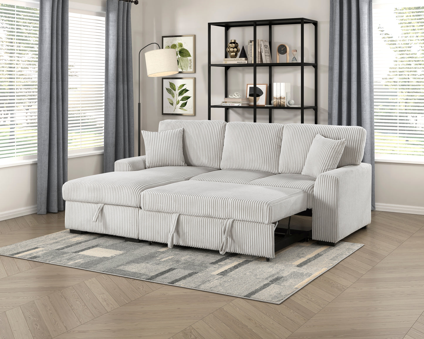 Marsh Collection sectional sofa adorned with coordinating toss pillows, adding comfort and visual appeal – available at Paty Furniture in Tacoma, Kent, and Burien.