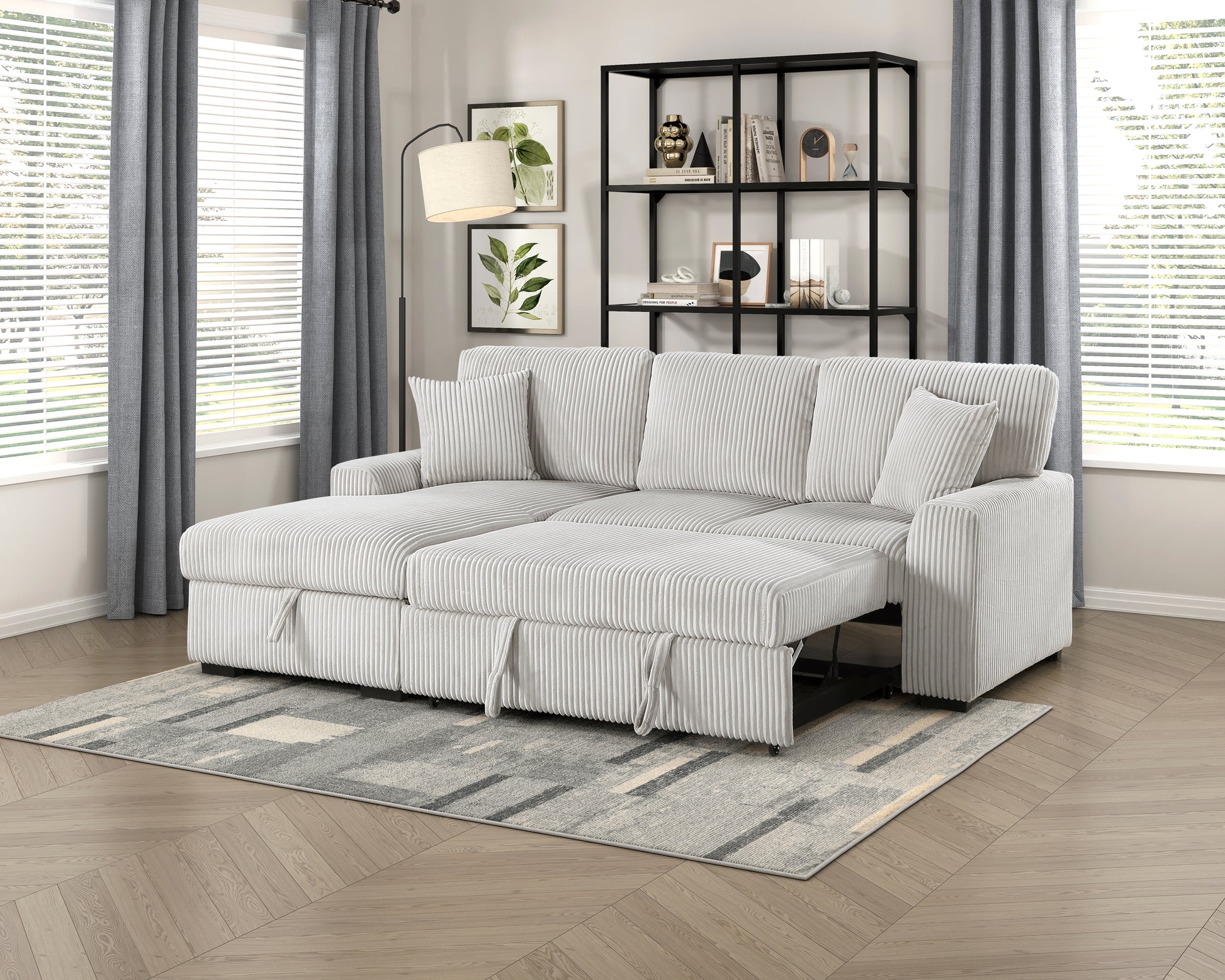 Marsh Collection sectional sofa adorned with coordinating toss pillows, adding comfort and visual appeal – available at Paty Furniture in Tacoma, Kent, and Burien.