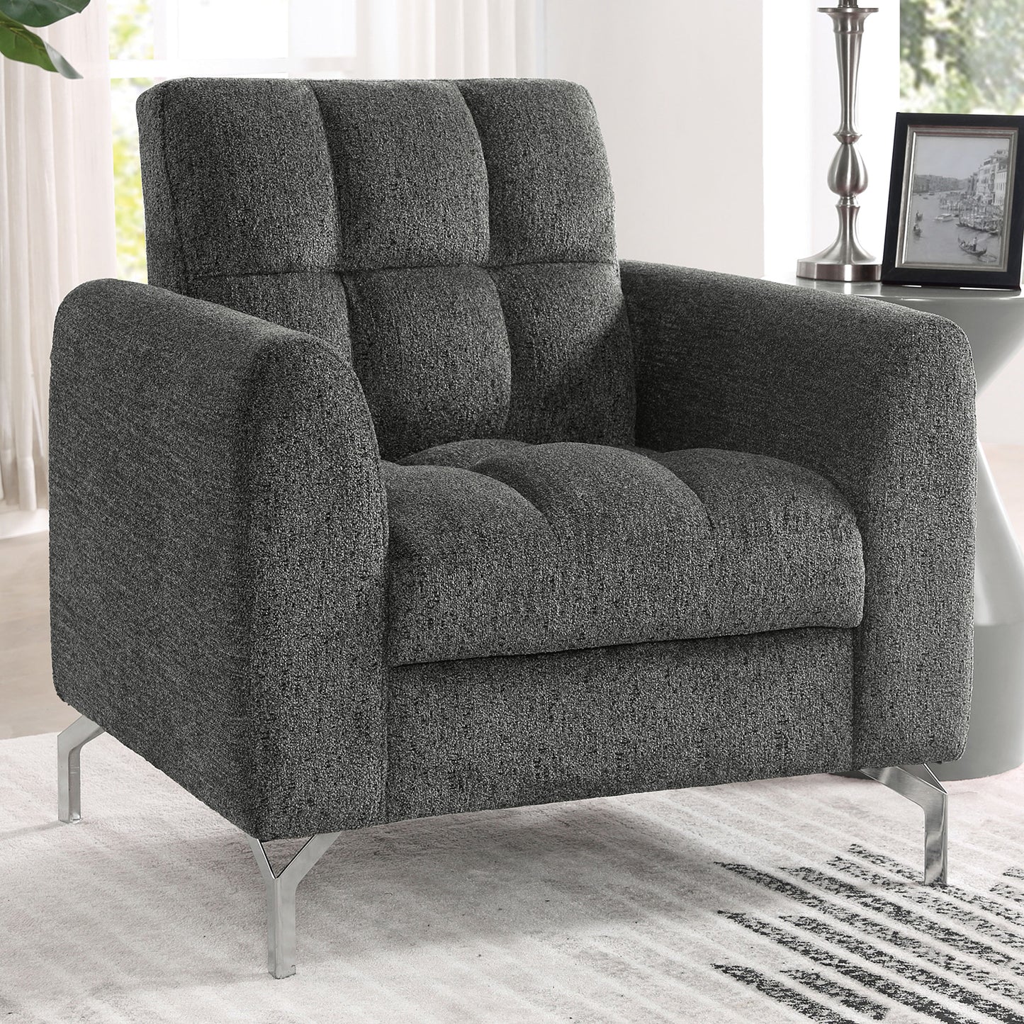 Lupin dark gray chenille chair