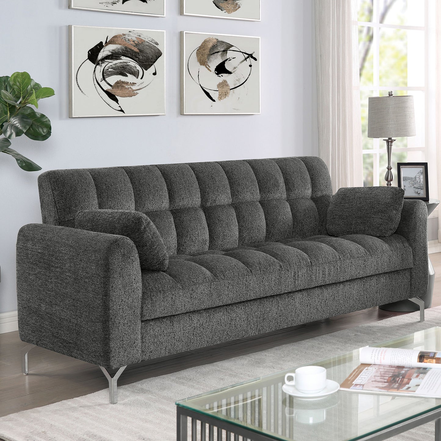 Lupin dark gray chenille sofa