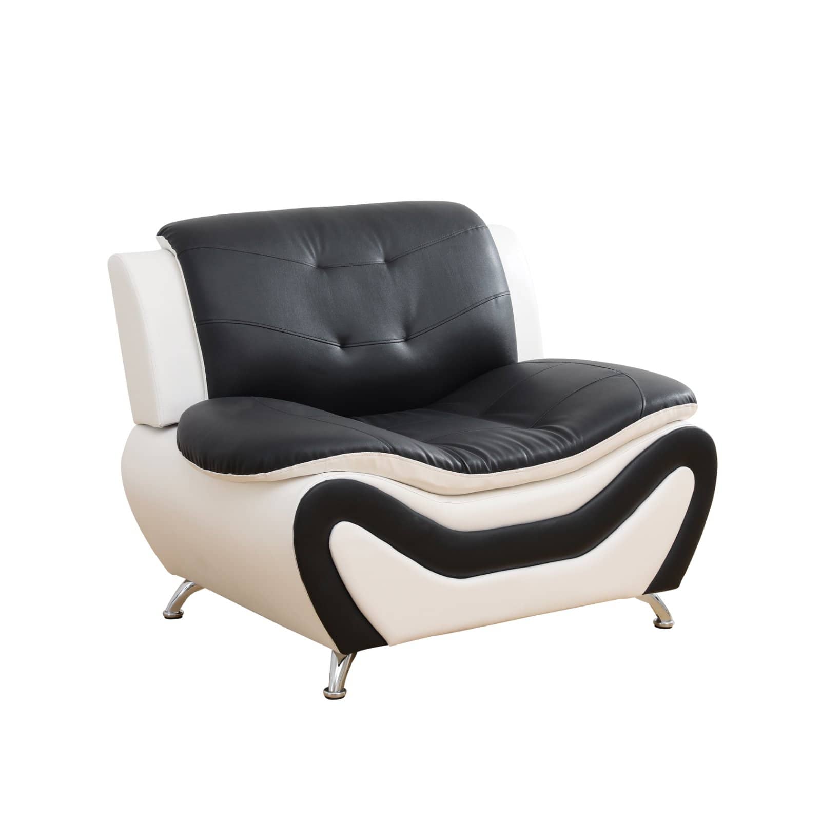 Black and white armchair on a white background