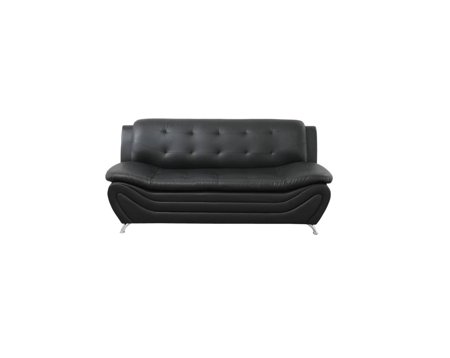Black leather sofa on a white background