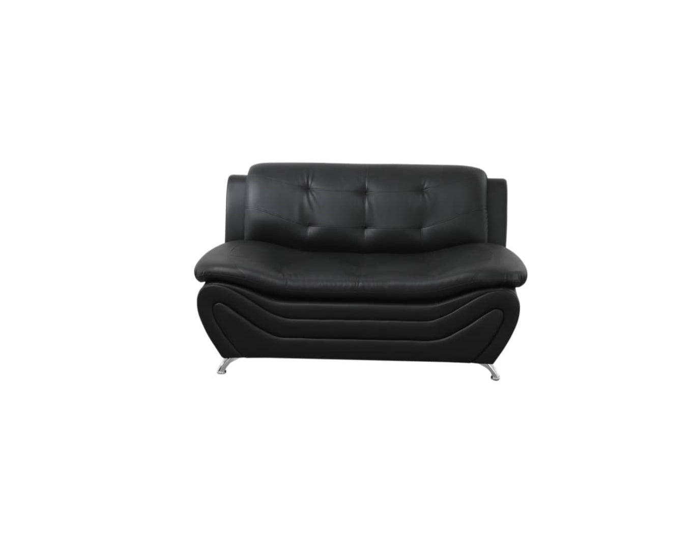 Black leather sofa on a white background