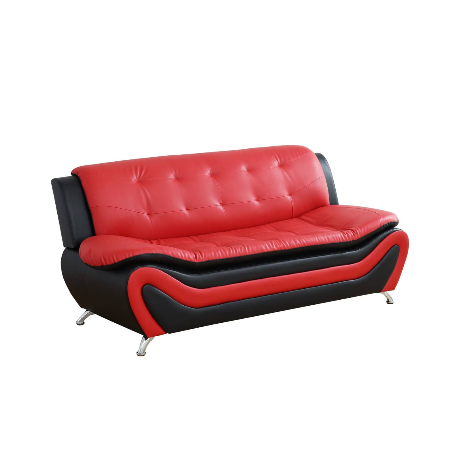 Red and black sofa on a white background