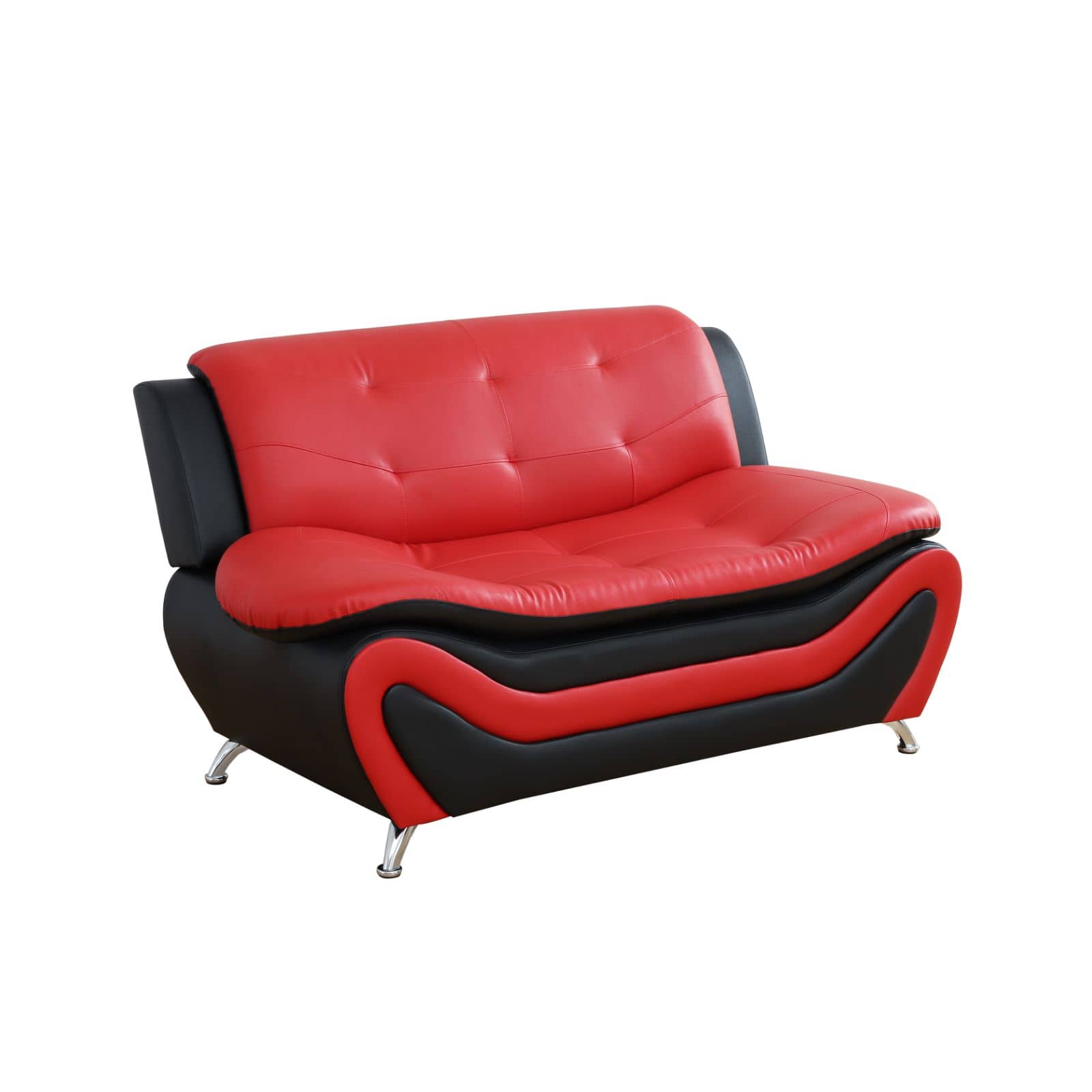 Red and black sofa on a white background