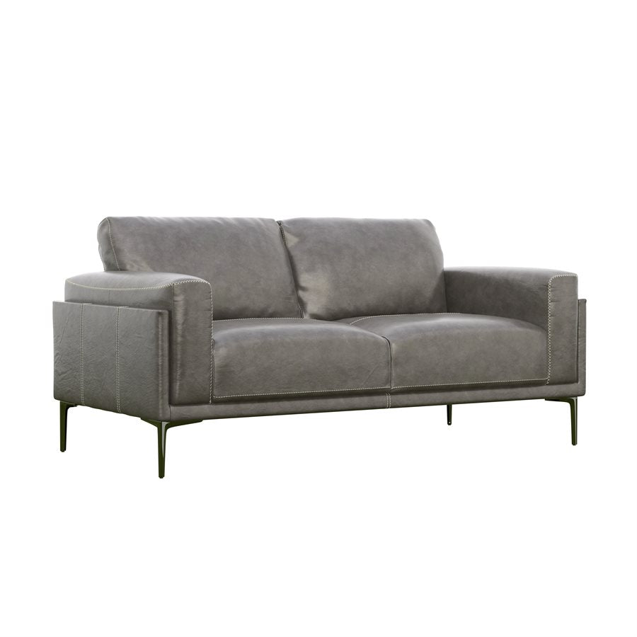 Stella Charcoal Leather Loveseat - detail view
