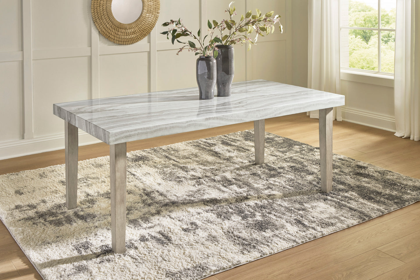 Ashley Larawyn rectangular dining table with faux gray marble top