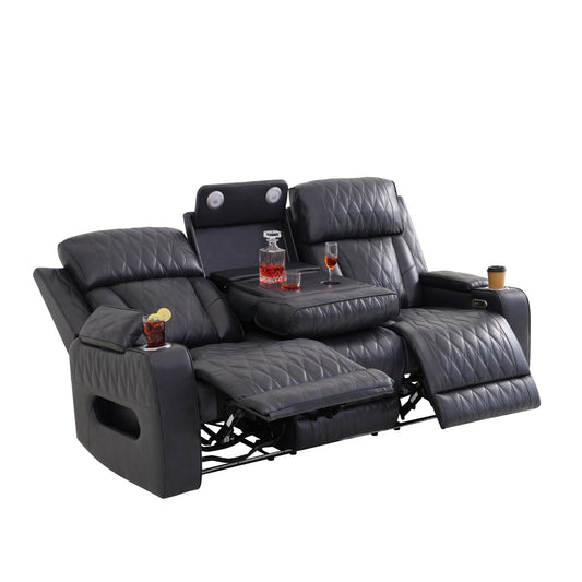 Eclipse power reclining sofa in blackish-gray upholstery