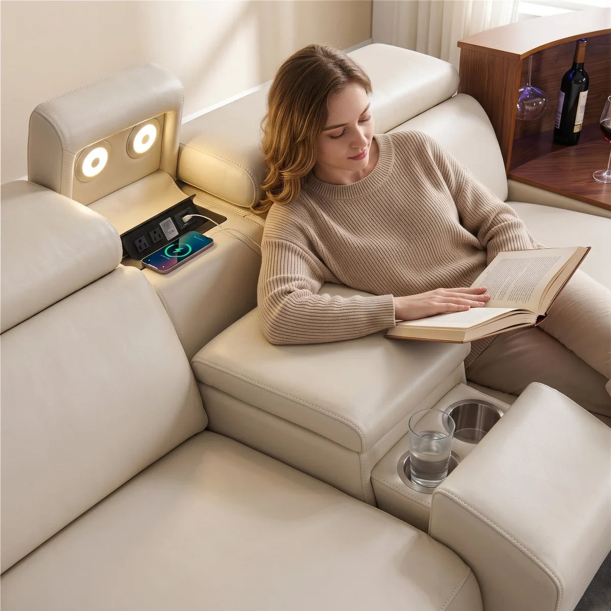 Veyron Power Reclining Sectional - Beige