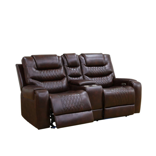 Monaco dark brown power reclining loveseat