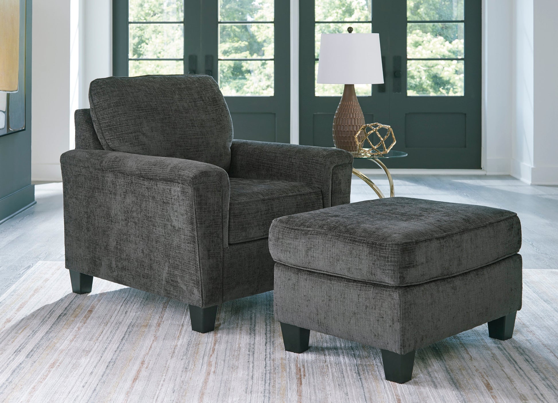 Erinslane Chair and Ottoman in Dusk