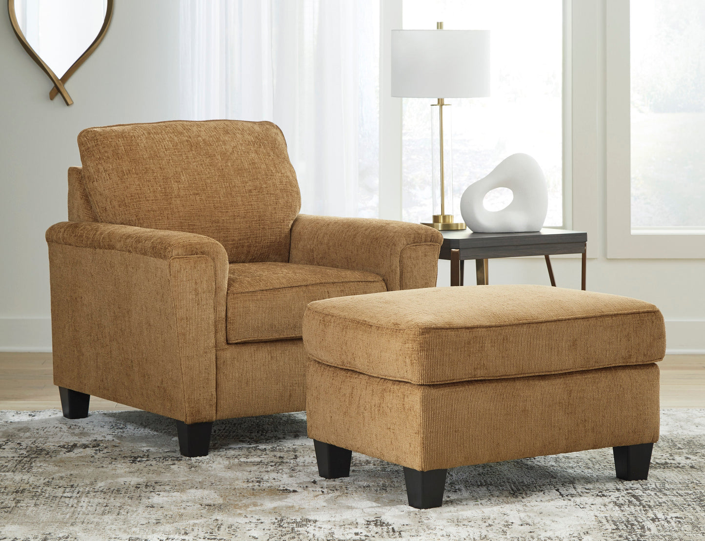 Erinslane Chair and Ottoman in Honey
