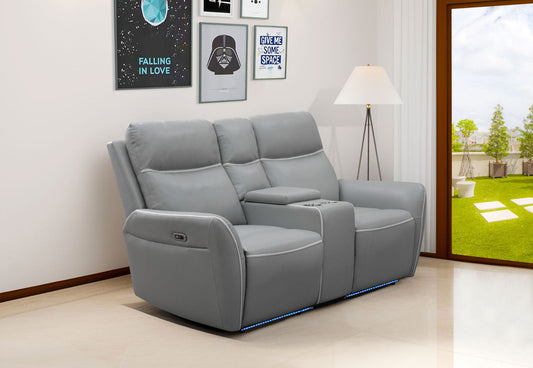 Grayson power reclining loveseat in light gray