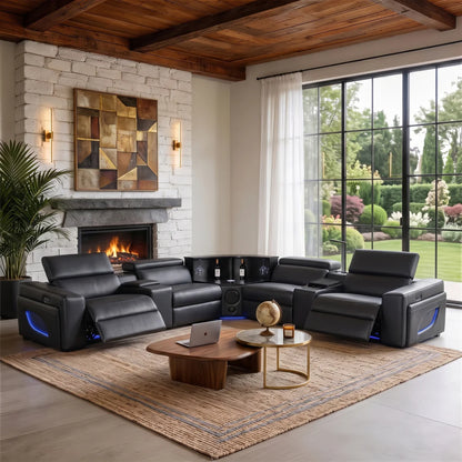 Veyron Power Reclining Sectional - Black