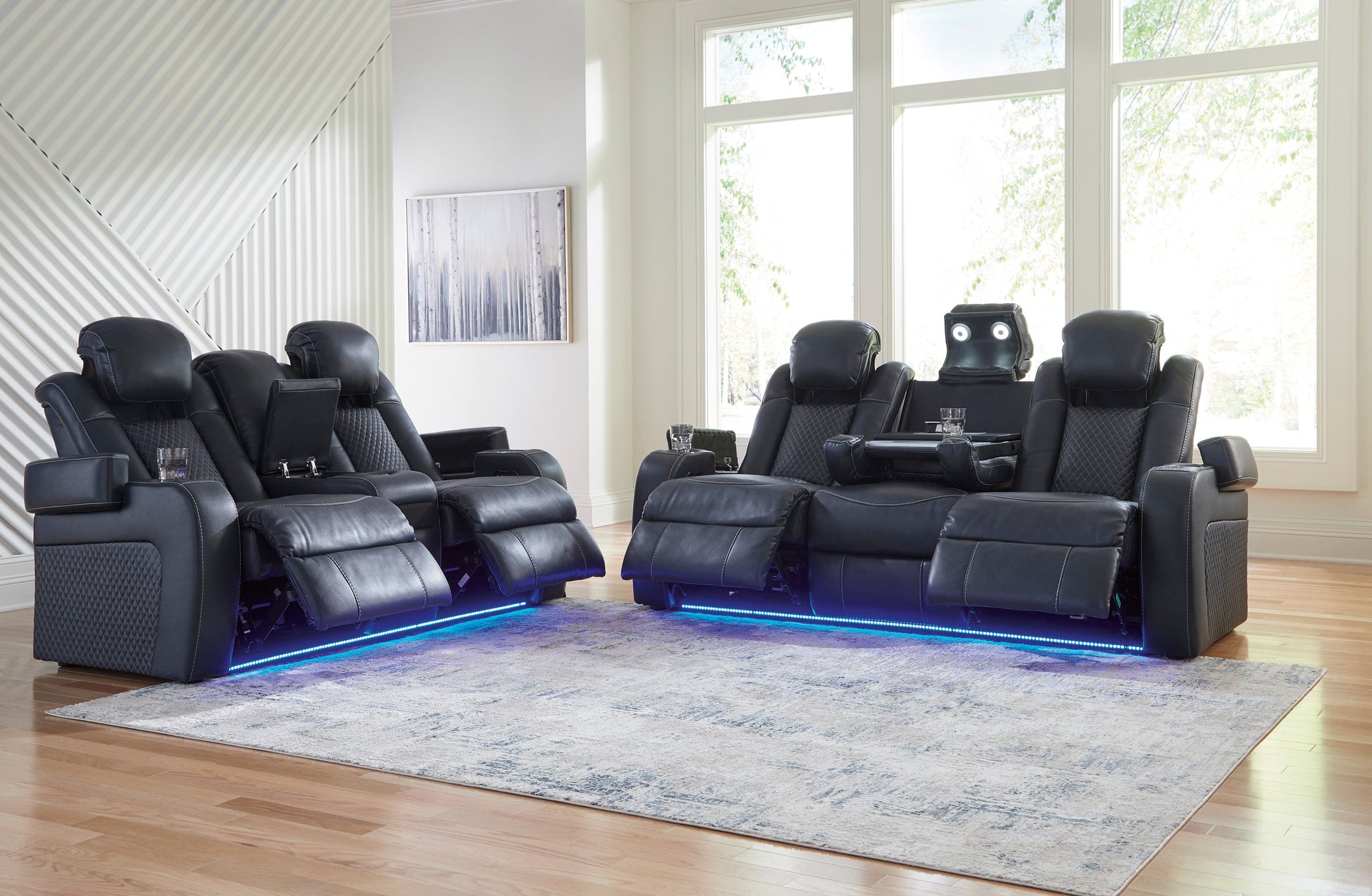 Fyne-Dyme power reclining sofa and loveseat in Sapphire