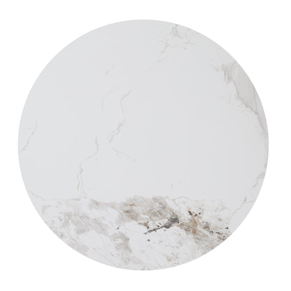 Detailed view of the Greer Collection's sintered stone tabletop, highlighting its smooth finish and subtle veining – available at Paty Furniture in Tacoma, Kent, and Burien.
