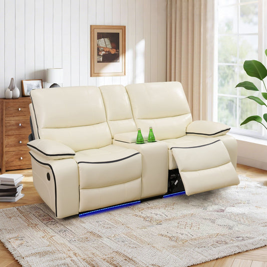 Jasmine Luxe white power reclining loveseat