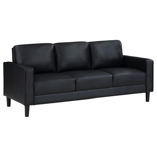 Ruth Faux Leather Sofa - Black