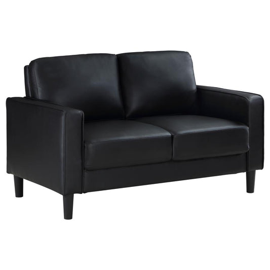 Ruth Faux Leather Loveseat - Black