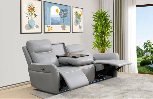 Grayson power reclining sofa in light gray