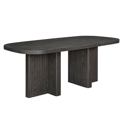 Dark wood dining table on a white background