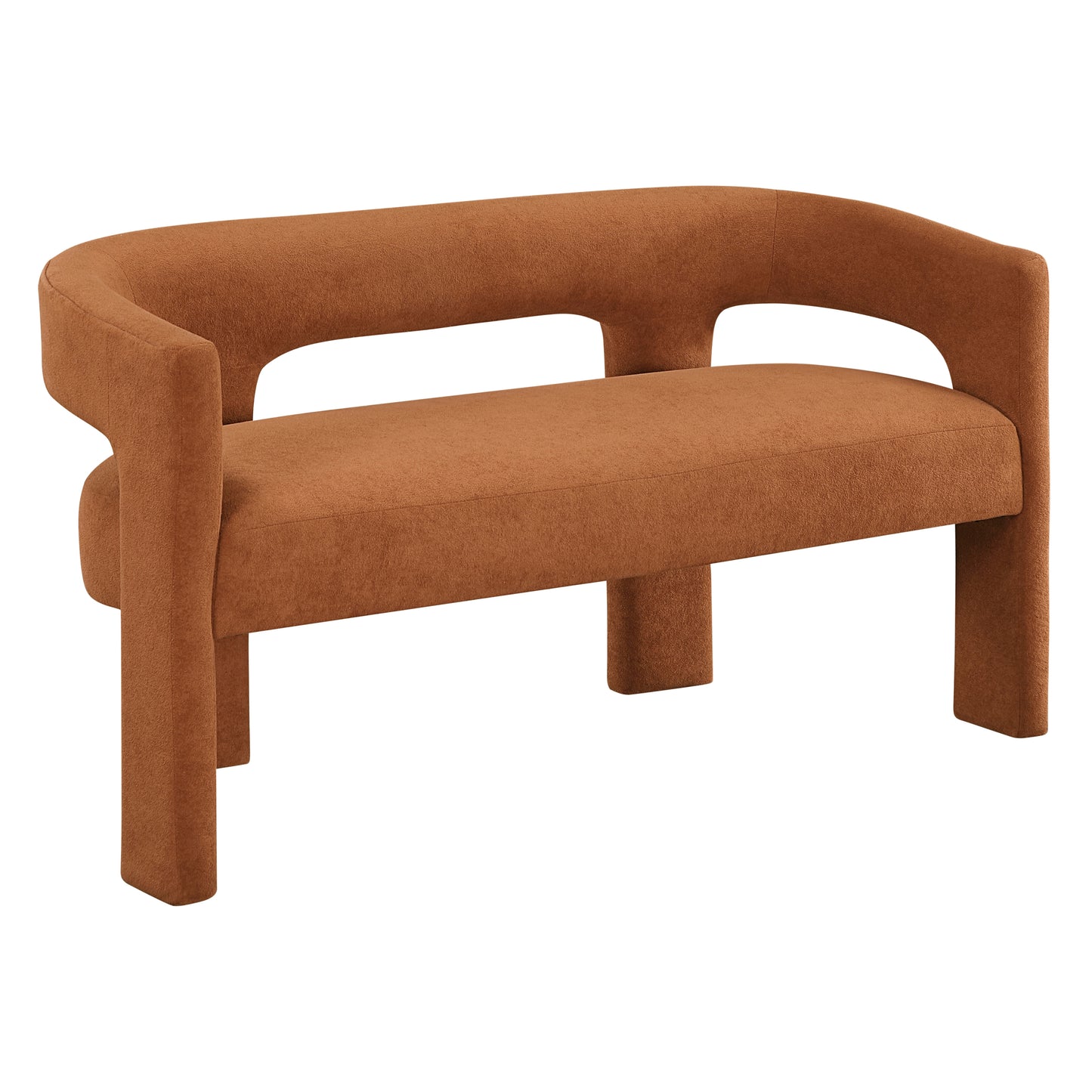 Brown curved bench on a white background