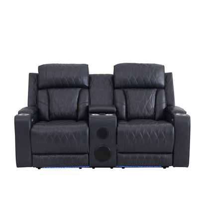 Eclipse power reclining loveseat in blackish-gray upholstery