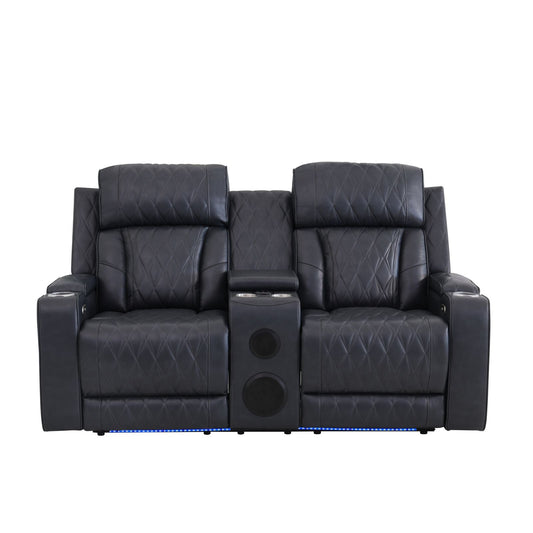 Eclipse power reclining loveseat in blackish-gray upholstery