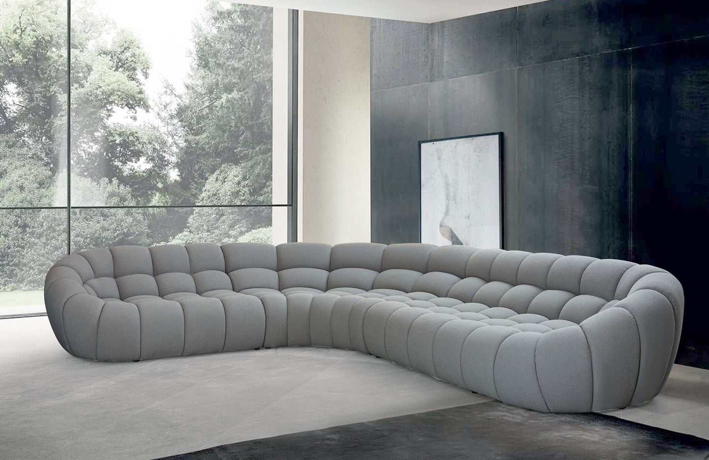 Yolonda Modern Light Grey Curved Sectional Sofa