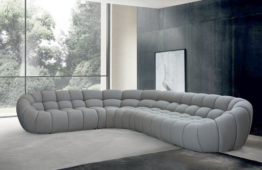 Yolonda Modern Light Grey Curved Sectional Sofa