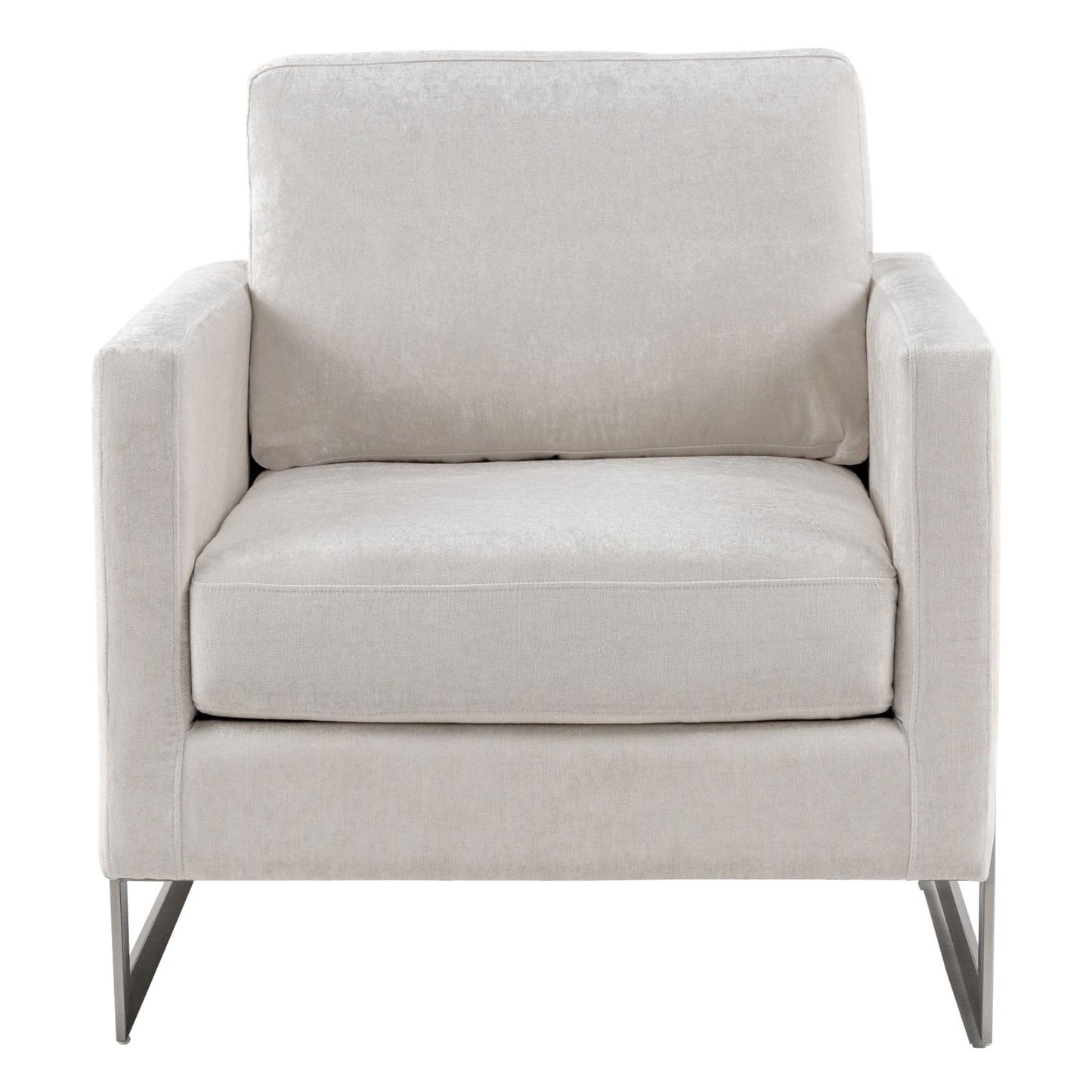 Prince Contemporary Off White Fabric + Silver Accent Chair