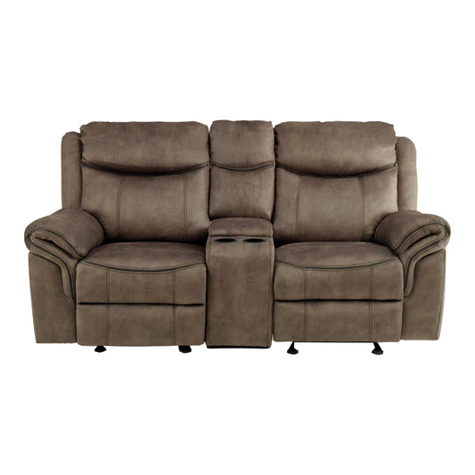 Aram Manual Reclining Loveseat in Brown Polished