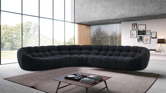 Yolonda Black Fabric Sectional Sofa
