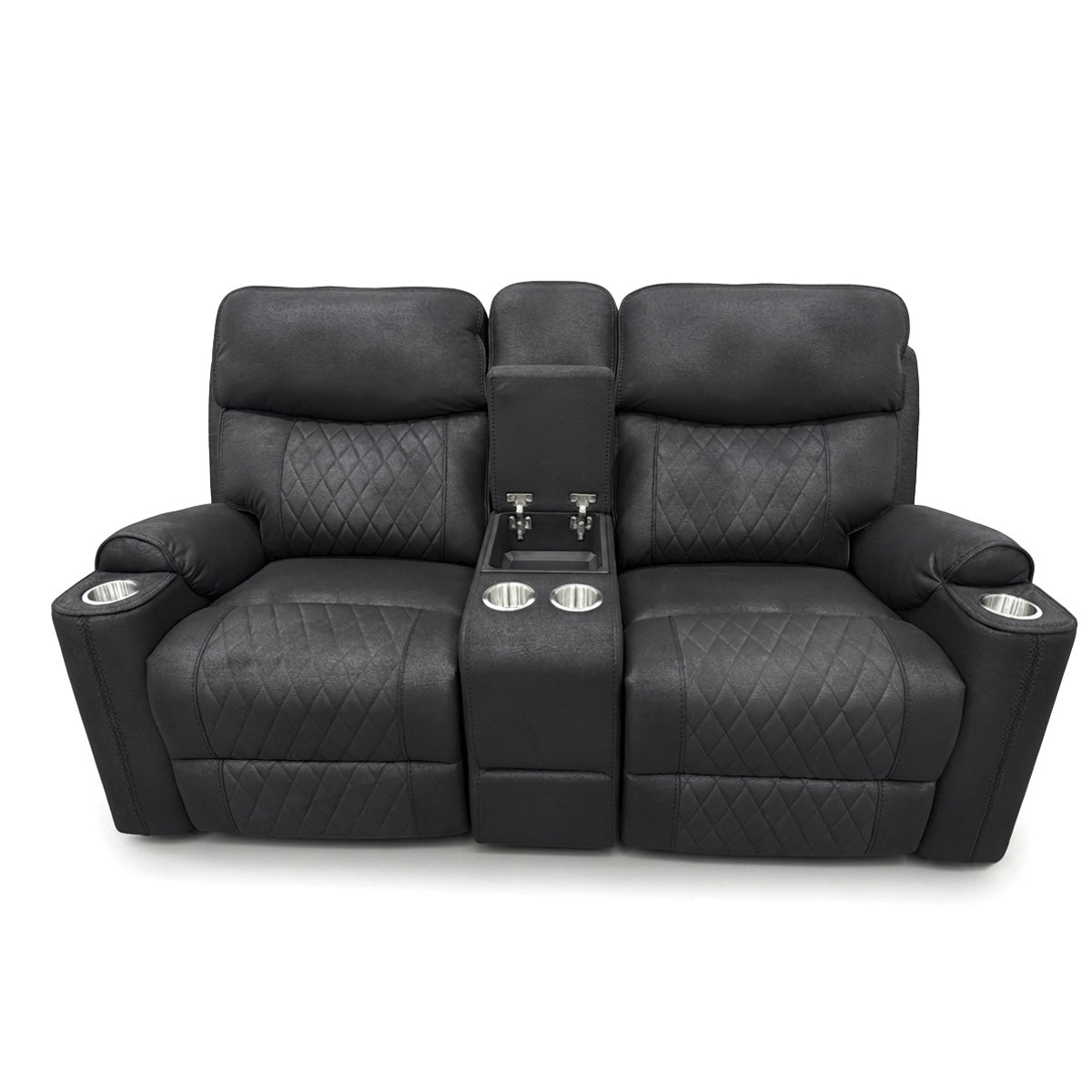 Noir black high-performance fabric reclining loveseat