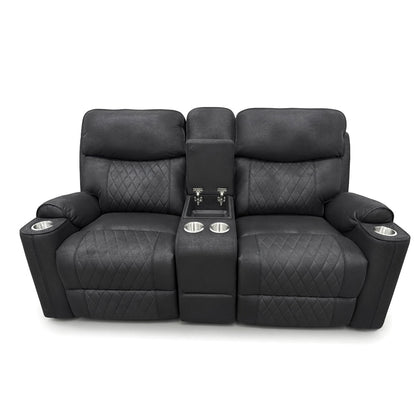 Noir black high-performance fabric reclining loveseat