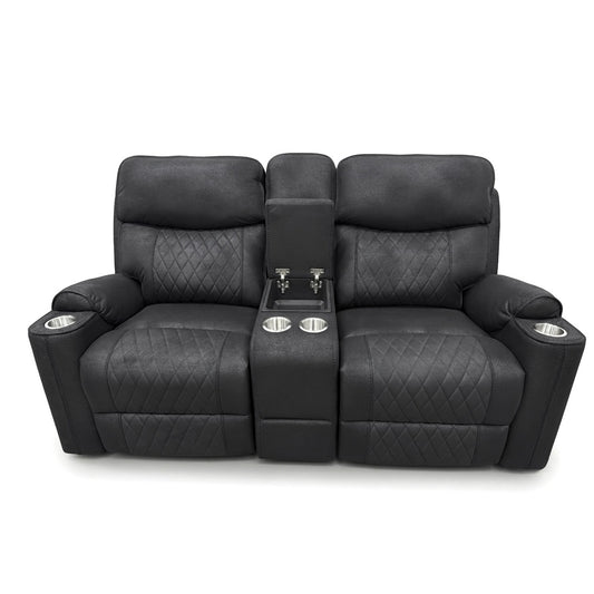 Noir black high-performance fabric reclining loveseat