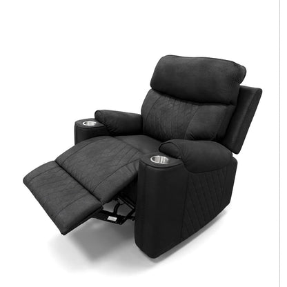 Noir black manual rocker recliner in high-performance fabric