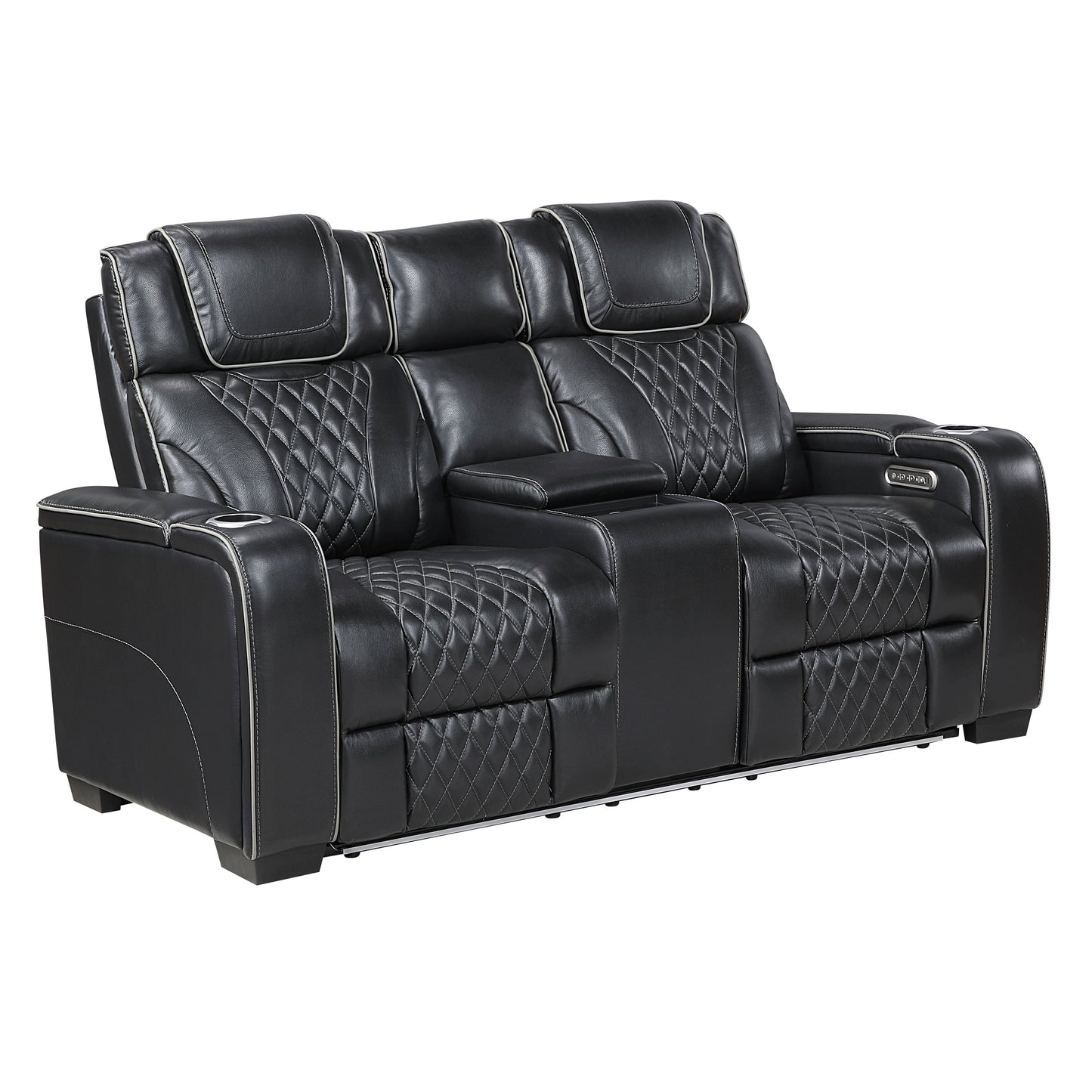 Apex Power Reclining Loveseat in Black - full loveseat view