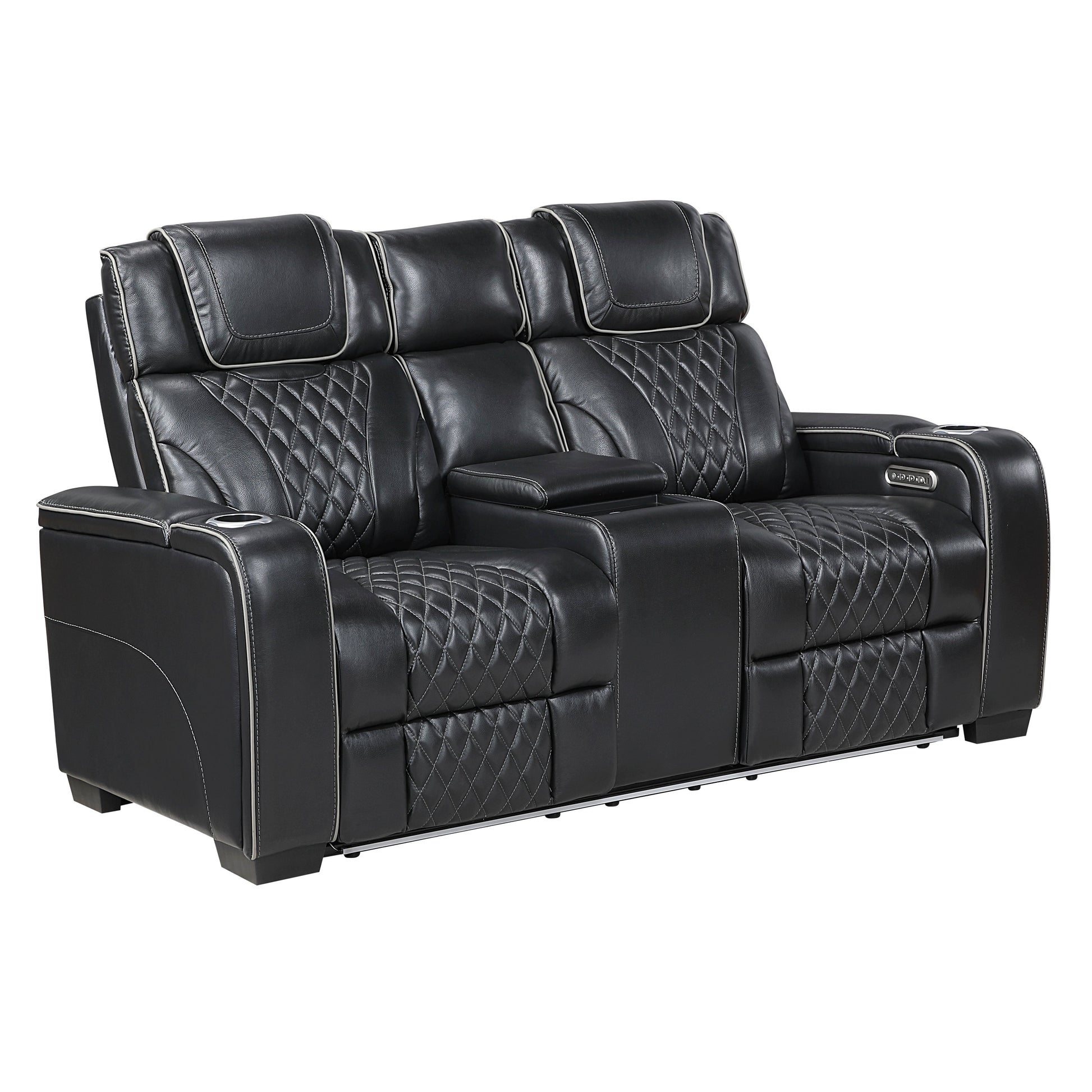 Apex Power Reclining Loveseat in Black - full loveseat view