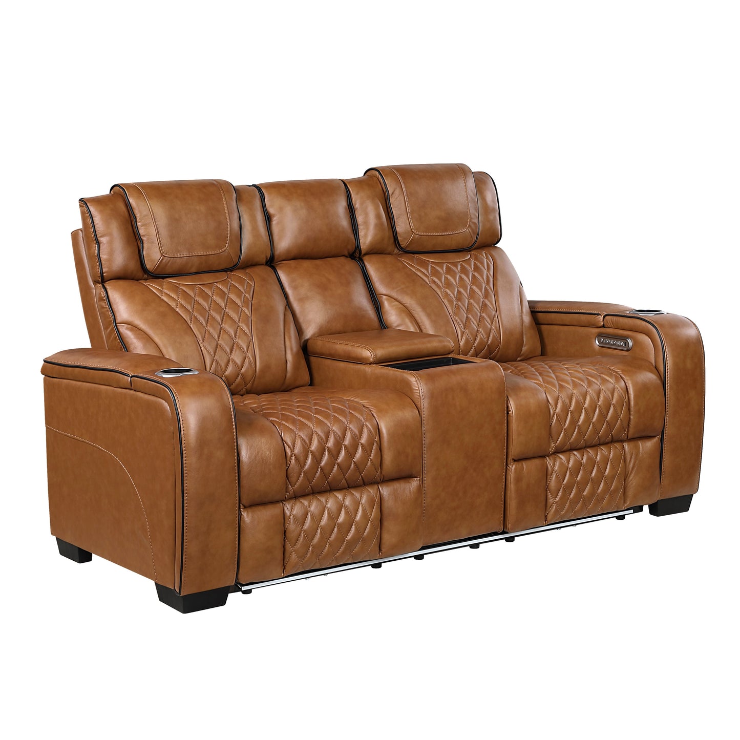 Apex Power Reclining Loveseat in Brown - full loveseat view