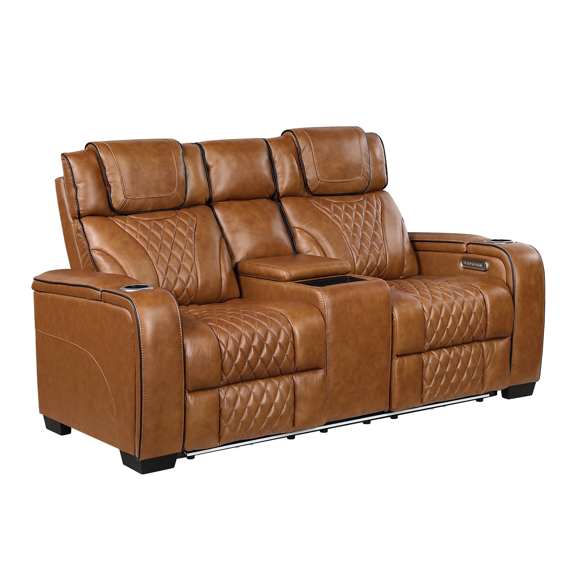 Apex Power Reclining Loveseat in Brown - full loveseat view