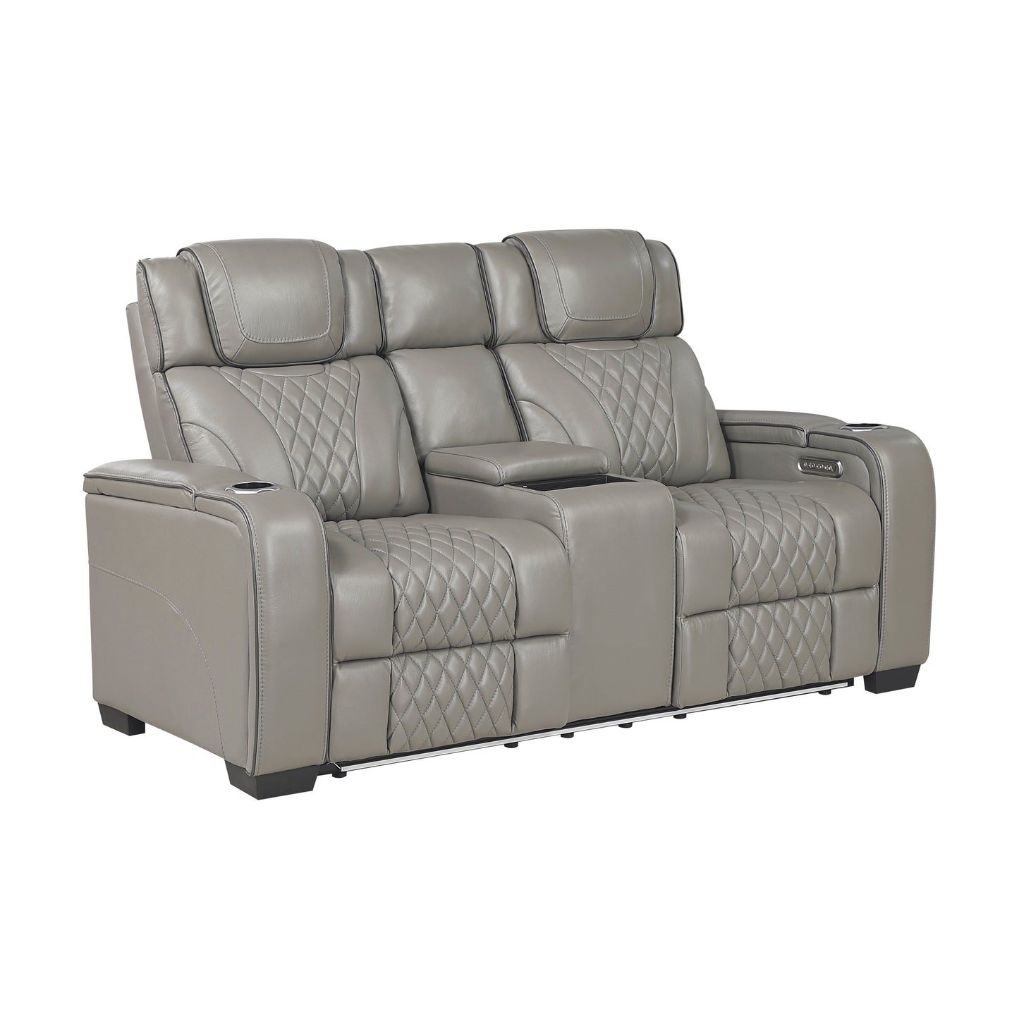 Apex Power Reclining Loveseat in Gray - full loveseat view