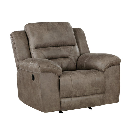 Hazen rocking recliner chair in brown microfiber